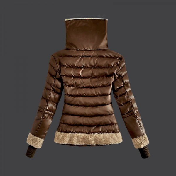 Moncler Donna Giù cappotto di lana del collare di rame Giallo Presa M1026